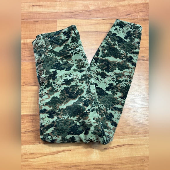 Anthropologie Pilcro High Rise Corduroy Green Camo US 26 - Picture 6 of 10